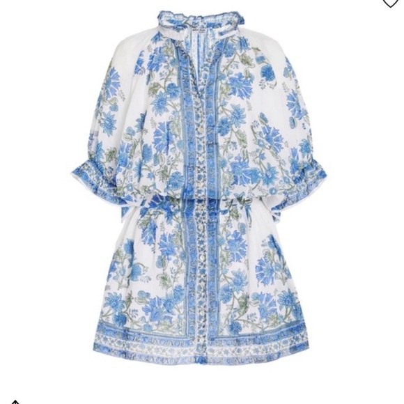 Juliet Dunn NWT Floral Mini Cotton Shirt Dress with Slip 1(4/6) - Picture 5 of 16